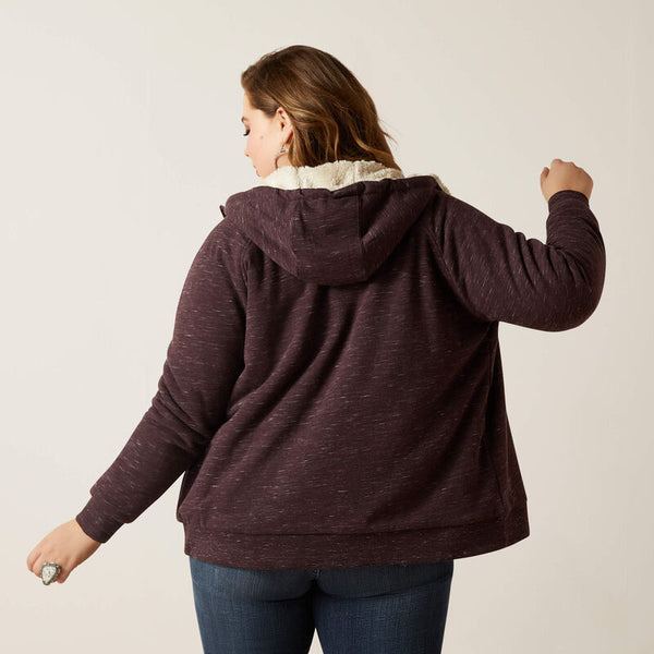 WOMENS REAL SHERPA FULL ZIP HOODIE CLOVE BRN