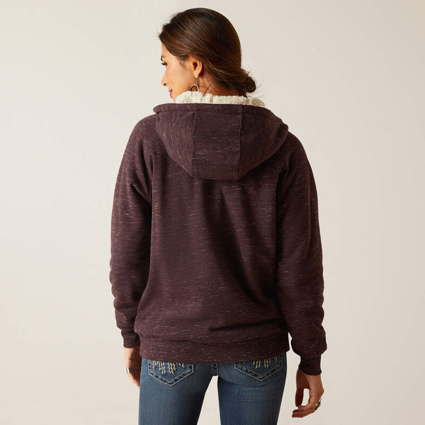 WOMENS REAL SHERPA FULL ZIP HOODIE CLOVE BRN