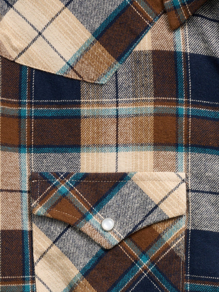MENS ELY CATTLEMEN LIGHT PLAID FLANNEL SNAP SHIRT