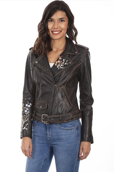 Ladies Embroidered Motorcycle Jacket