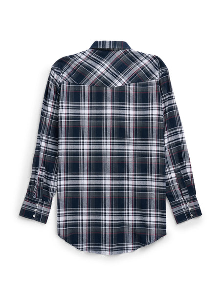 MENS ELY CATTLEMEN LIGHT PLAID FLANNEL SNAP SHIRT