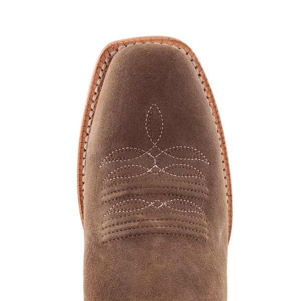 LD CIDER BROWN ROUGH OUT COWHIDE/FUCHSIA GOAT BOOTS