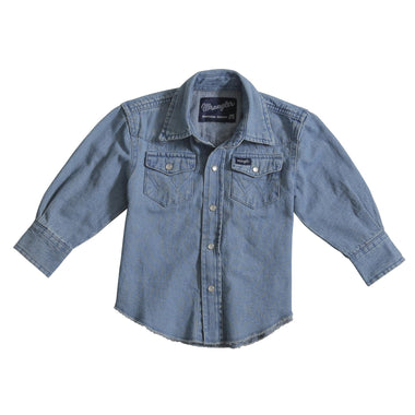 WRANGLER BOYS BLUE JEAN WESTERN WORK SHIRT