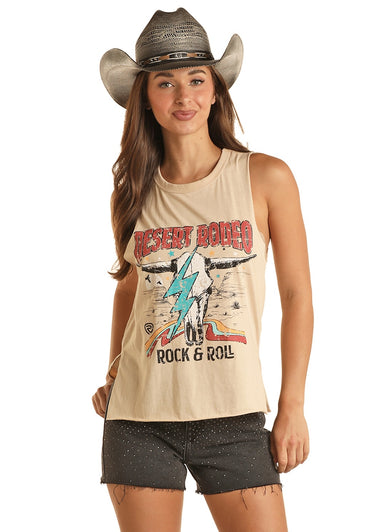JUNIORS SLEEVELESS GRAPHIC TANK DESERT RODEO
