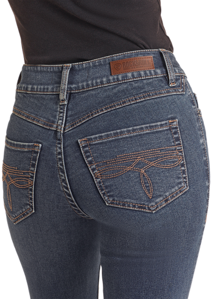 LADIES BOOT CUT HIGH RISE DENIM WITH BOOT STITCH