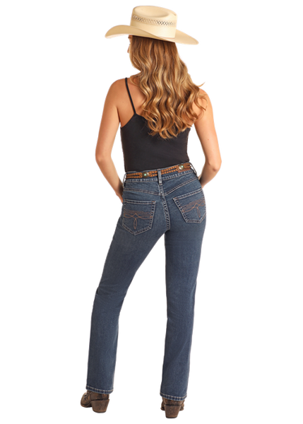 LADIES BOOT CUT HIGH RISE DENIM WITH BOOT STITCH