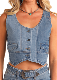 LADIES TWO TONE DENIM VEST