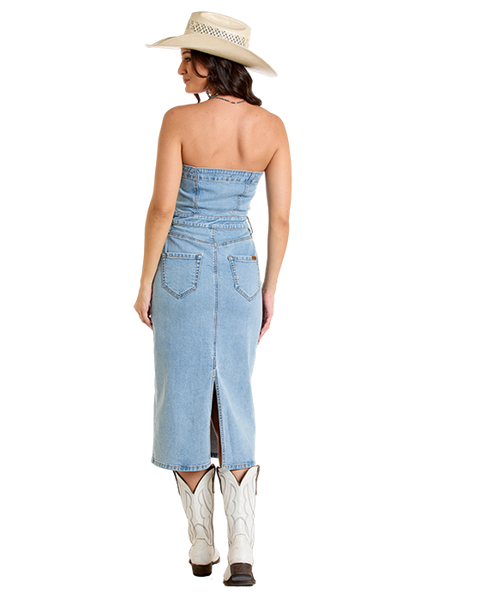JUNIORS  DETACHABLE STRAP DENIM DRESS