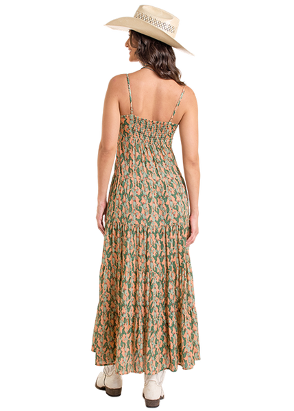 LADIES CACTUS PRINT MAXI DRESS