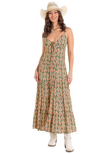 LADIES CACTUS PRINT MAXI DRESS