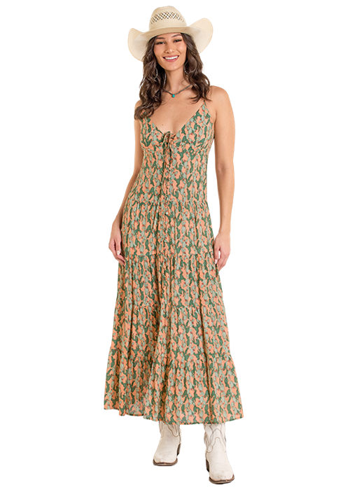 LADIES CACTUS PRINT MAXI DRESS - Country Soul LADIES CACTUS PRINT MAXI DRESS - Country Soul