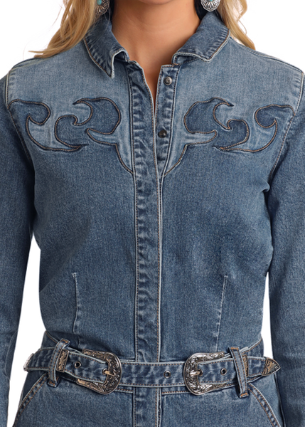 JUNIORS LS TWO TONE SHORTS ROMPER W/BELT