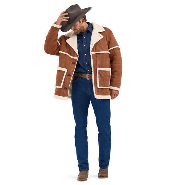 MENS WRANGLER SHERPA COWBOY RAWHIDE JACKET