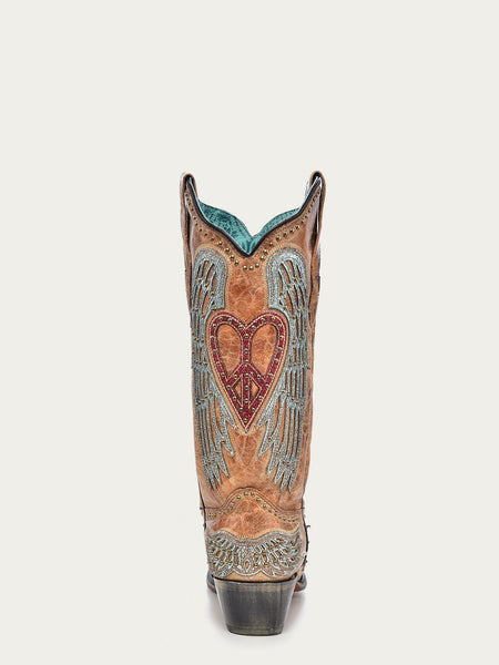 SAND HEART & WINGS OVERLAY W/EMBROIDERY AND STUDS