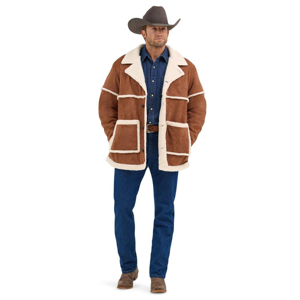MENS WRANGLER SHERPA COWBOY RAWHIDE JACKET
