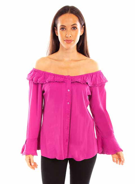 LADIES RUFFLE ON/OFF SHOULDER BLOUSE