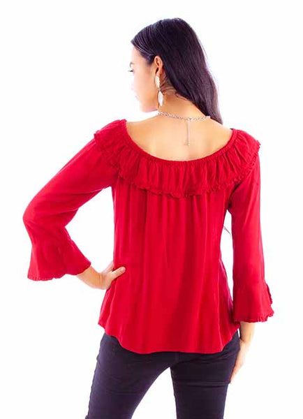 LADIES RUFFLE ON/OFF SHOULDER BLOUSE