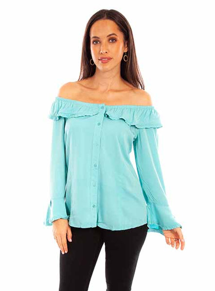 LADIES RUFFLE ON/OFF SHOULDER BLOUSE