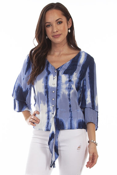 LADIES BLUE TIE DYED BLOUSE