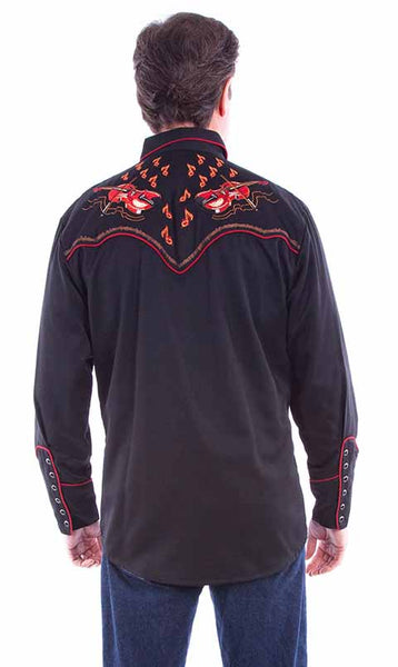 MENS EMBROIDERED DUELING FIDDLES SHIRT