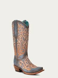 LD BLUE-HONEY EMBROIDERY & CRYSTAL BOOTS