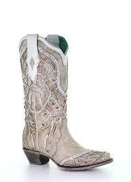 WHITE OVERLAY EMBROIDERY STUDS & CRYSTALS