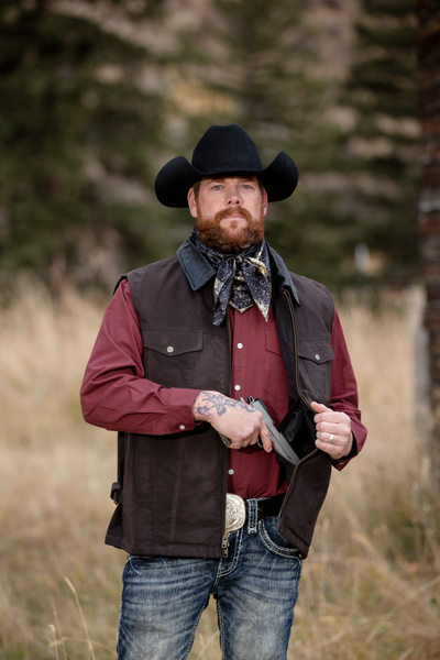 MENS OILSKIN CONCEALED CARRY VEST
