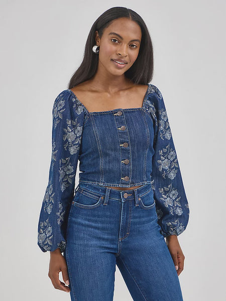 WRANGLER DENIM CROPPED BLOUSE