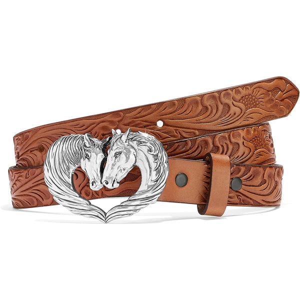 GIRLS TAN SPIRIT HORSE HEART BELT