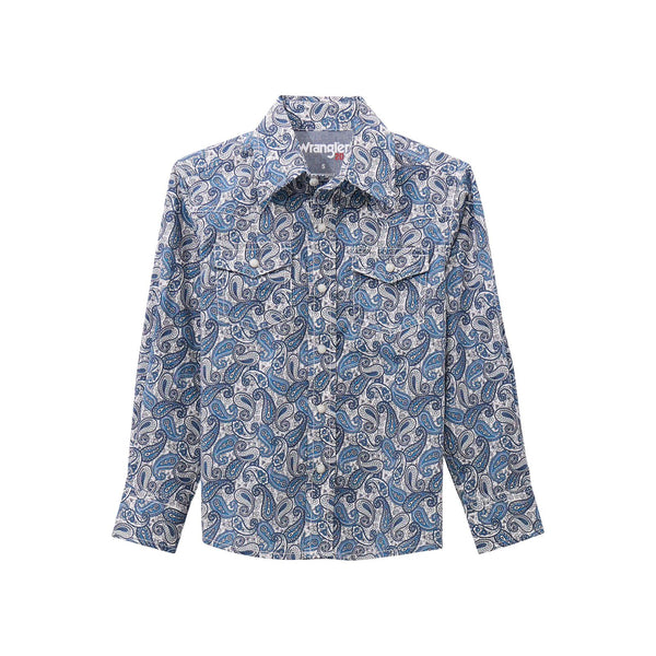 BOYS BLUE LS PAISLEY SNAP SHIRT