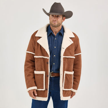 MENS WRANGLER SHERPA COWBOY RAWHIDE JACKET