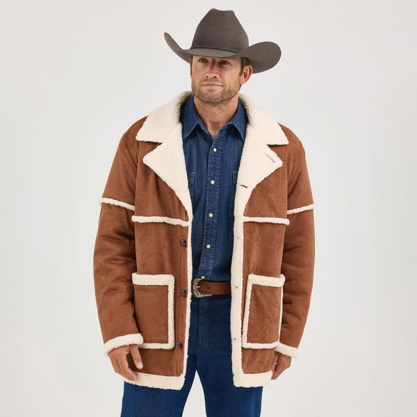 MENS WRANGLER SHERPA COWBOY RAWHIDE JACKET