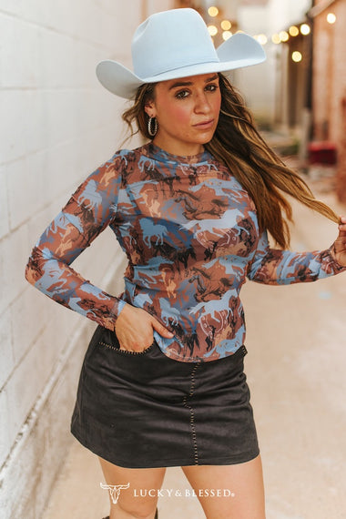 BLACK VINTAGE STRETCH SUEDE SKIRT WITH WHIPSTITCH