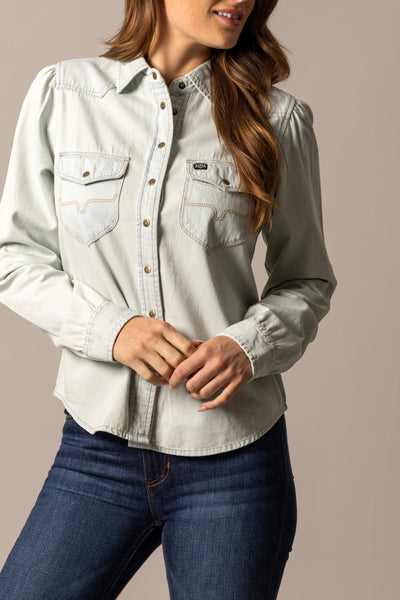 LADIES JANE LIGHT DENIM KIMES SNAP DOWN SHIRT