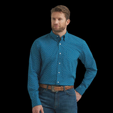 WRANGLER MEN’S CODY JOHNSON INK BLUE PAISLEY SHIRT