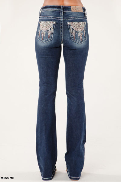 LADIES MISS ME MANDALA FEATHERS EMBELLISHED JEANS