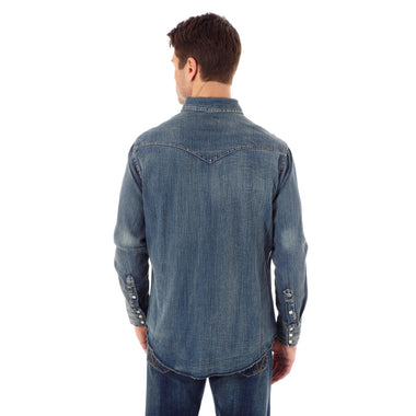 MENS WRANGLER WESTERN DENIM WORK SHIRT