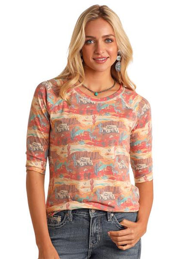 LADIES 3/4 ALL OVER PRINT TEE