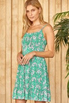 JUNIOR SPAGHETTI STRAP TEAL PAISLEY DRESS
