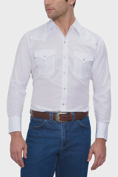 MENS LS SOLID TONE ON TONE WESTERN SNAP SHIRT