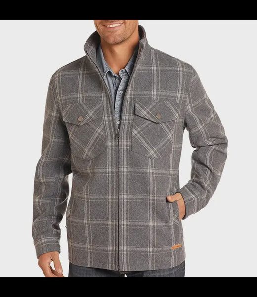 MENS GREY PLAID WOOL JACKET