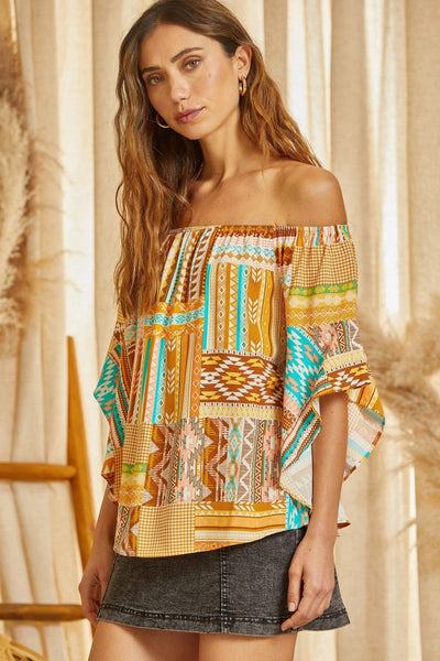 JUNIORS FLOWY TOP WITH  ANGEL BELL SLEEVES