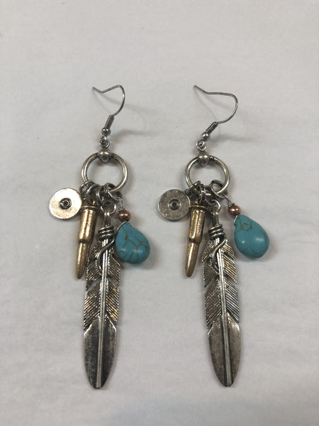 BULLET FEATHER TURQUOISE EARRINGS