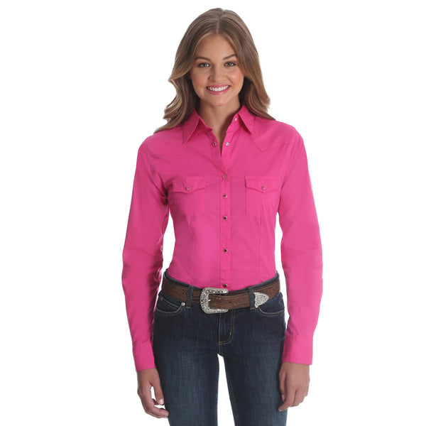 PINK RIDING SHIRT W/SNAPS