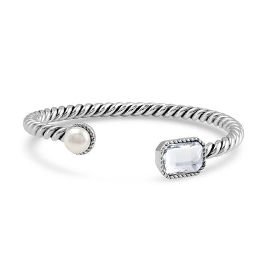 Roped Glamour Pearl Cuff Bracelet
