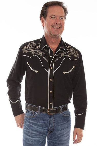 MENS MUSIC NOTE EMBROIDERED SHIRT