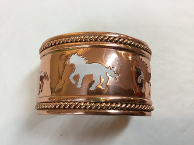 COPPER TONE HORSE CUTOUT 3D ROPE CUFF