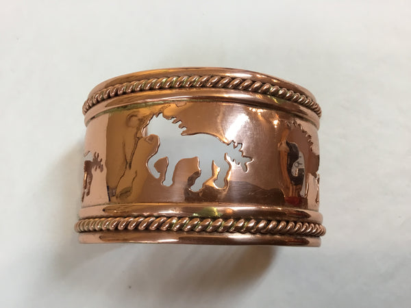 COPPER TONE HORSE CUTOUT 3D ROPE CUFF