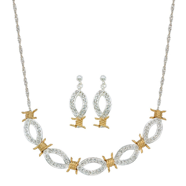 Two Tone Barbed Wire Jewelry Set