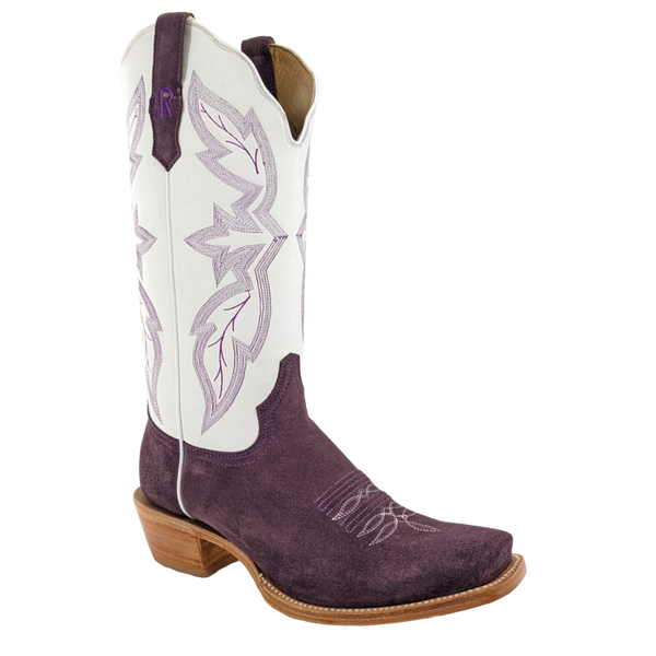 LD PLUM ROUGH OUT/WINTER WHITE COWHIDE
